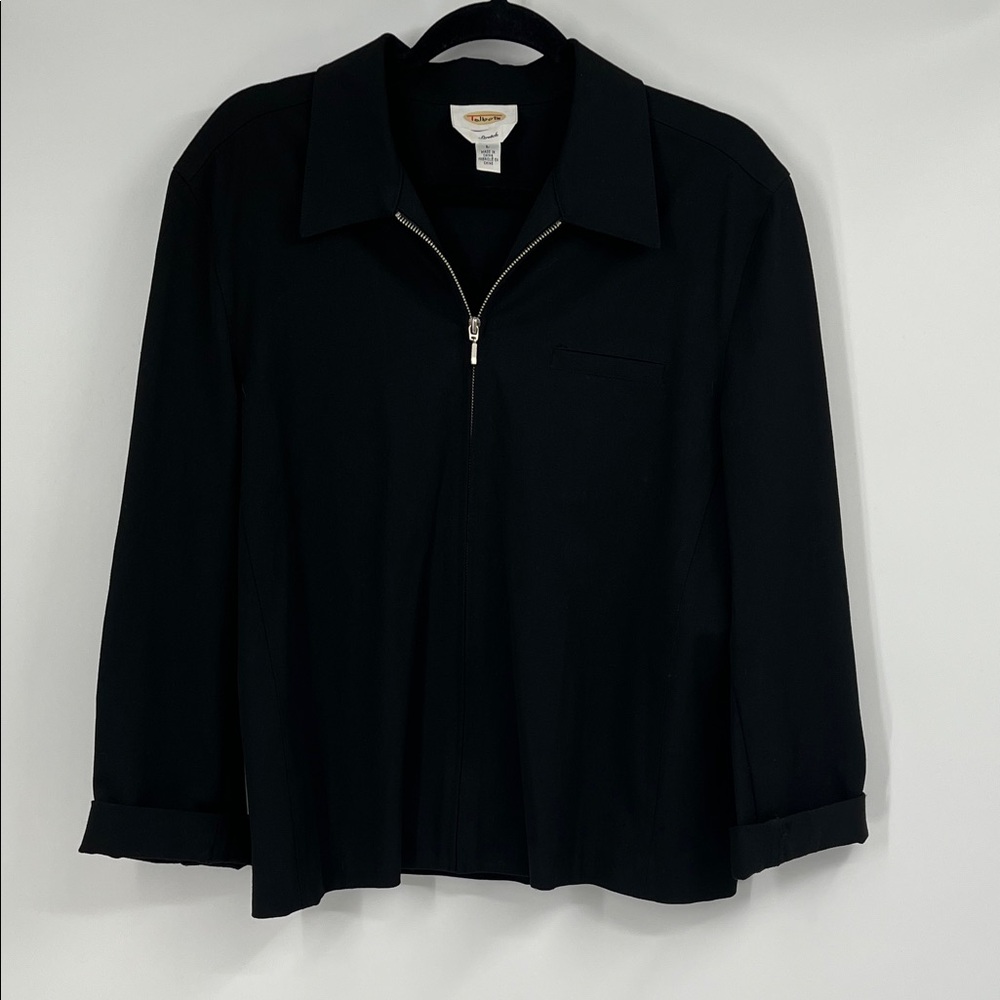 Talbots Black Stretch Zip Up Jacket Size Large